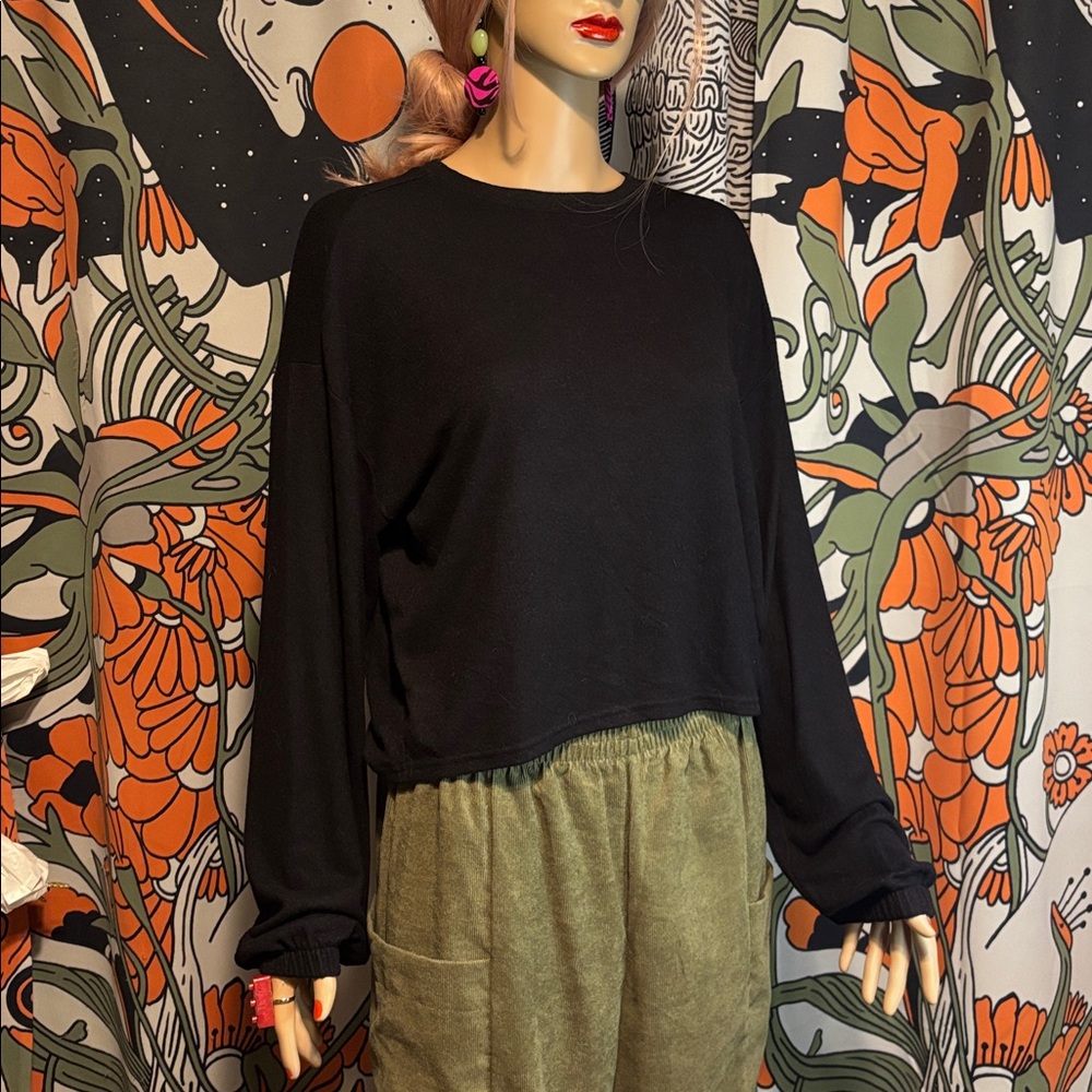 Zella Black Oversized Long Sleeve Tee–Buttery Soft Athleisure Lounge Essential